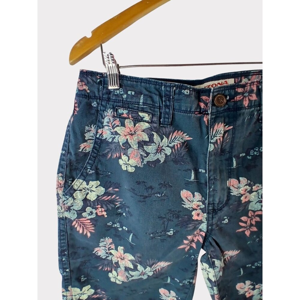 Mens Arizona Floral Print Cotton Flat Front Casual Shorts Size 32 Tropical - Picture 3 of 11